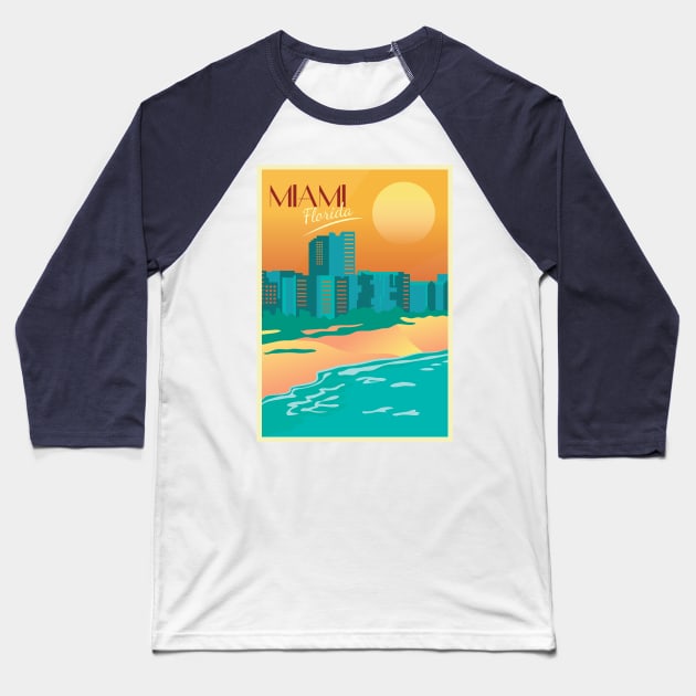 Miami, Florida - Vintage Travel Poster Baseball T-Shirt by AtifSlm